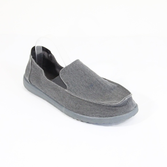 Eddie Bauer Men\'s Slip on Shoes sz 12 gray Loafer Canvas Moccasin